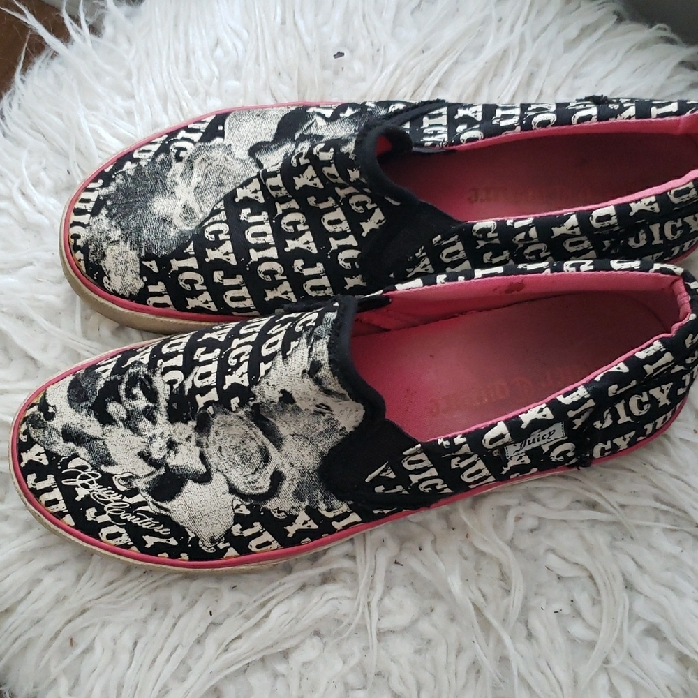 Juicy Couture Black and Pink Logo Slip-On Sneakers - Picture 3 of 5